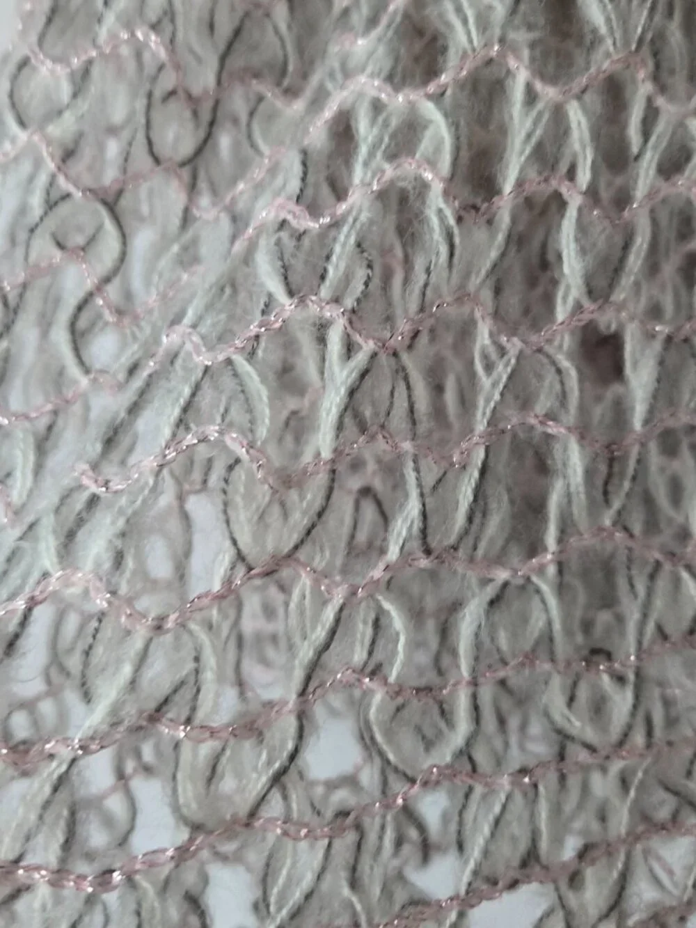 Cejon Silver, Grey and Pink Sparkle Loose Knit Infinity Loop Scarf Minimalist